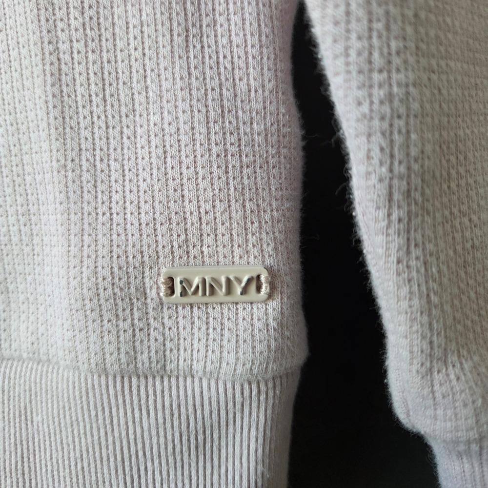 MNY Marc New York Performance Pink Je T'aime Waffle Knit Crewneck Sweatshirt XS - Picture 3 of 6